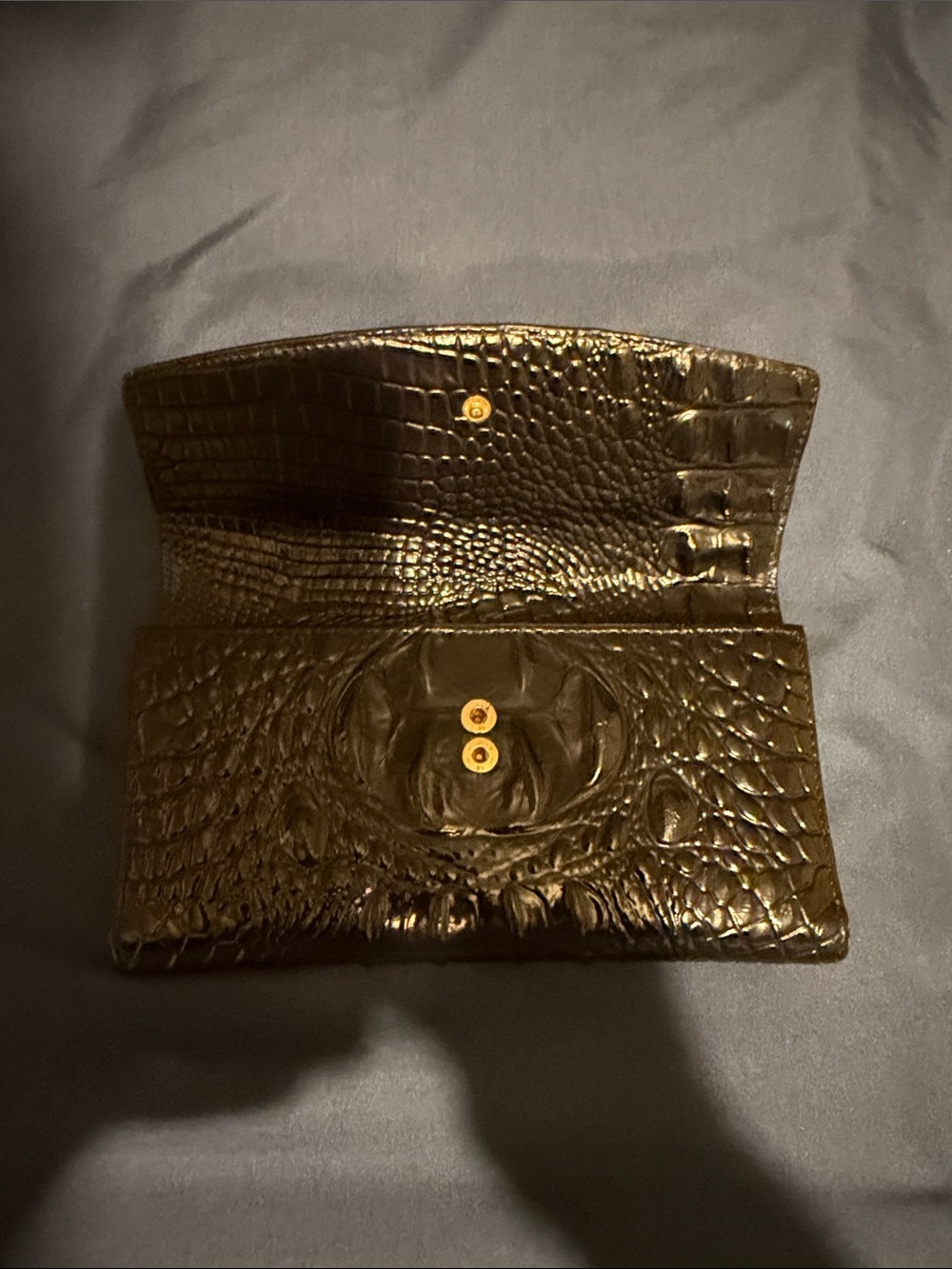 Brahmin Black Croc-Embossed Clutch with Gold Hardware - Picture 4 of 10